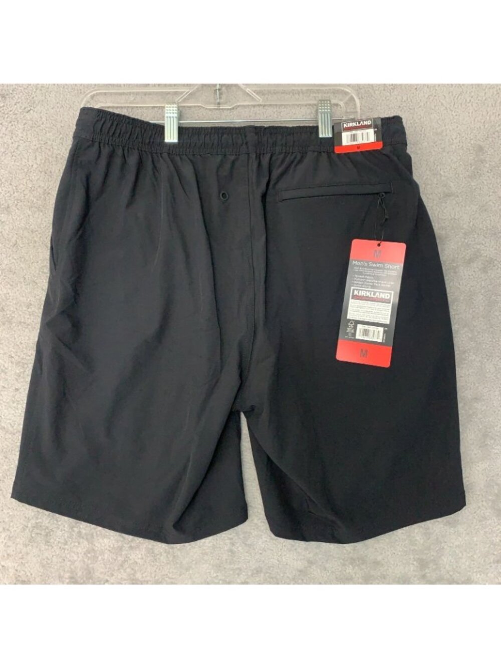 NWT Kirkland Signature Men's M Black Swim Shorts With Stretch Fabric Comfort - Picture 5 of 11
